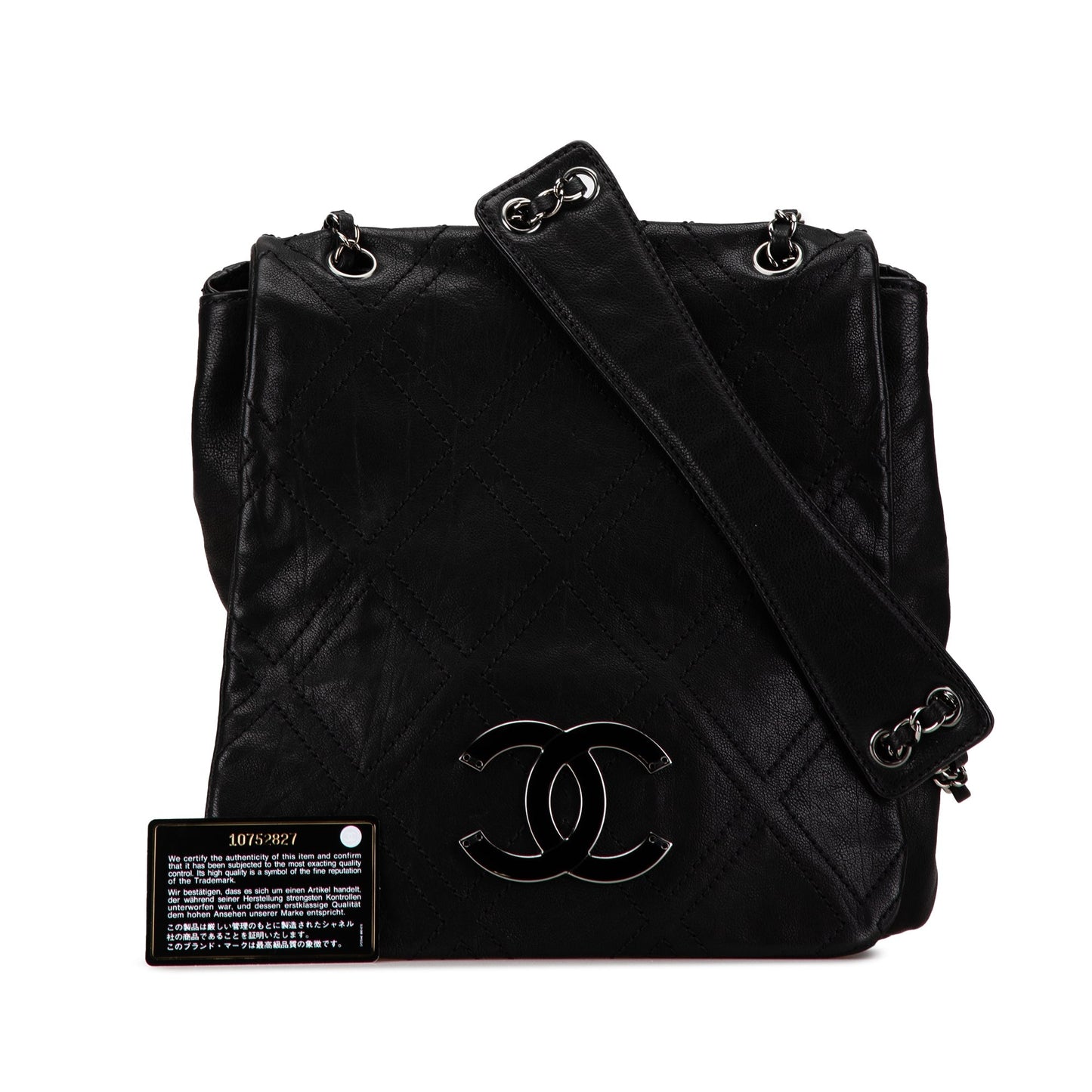 Black Chanel Quilted Calfskin Double Stitch Crossbody