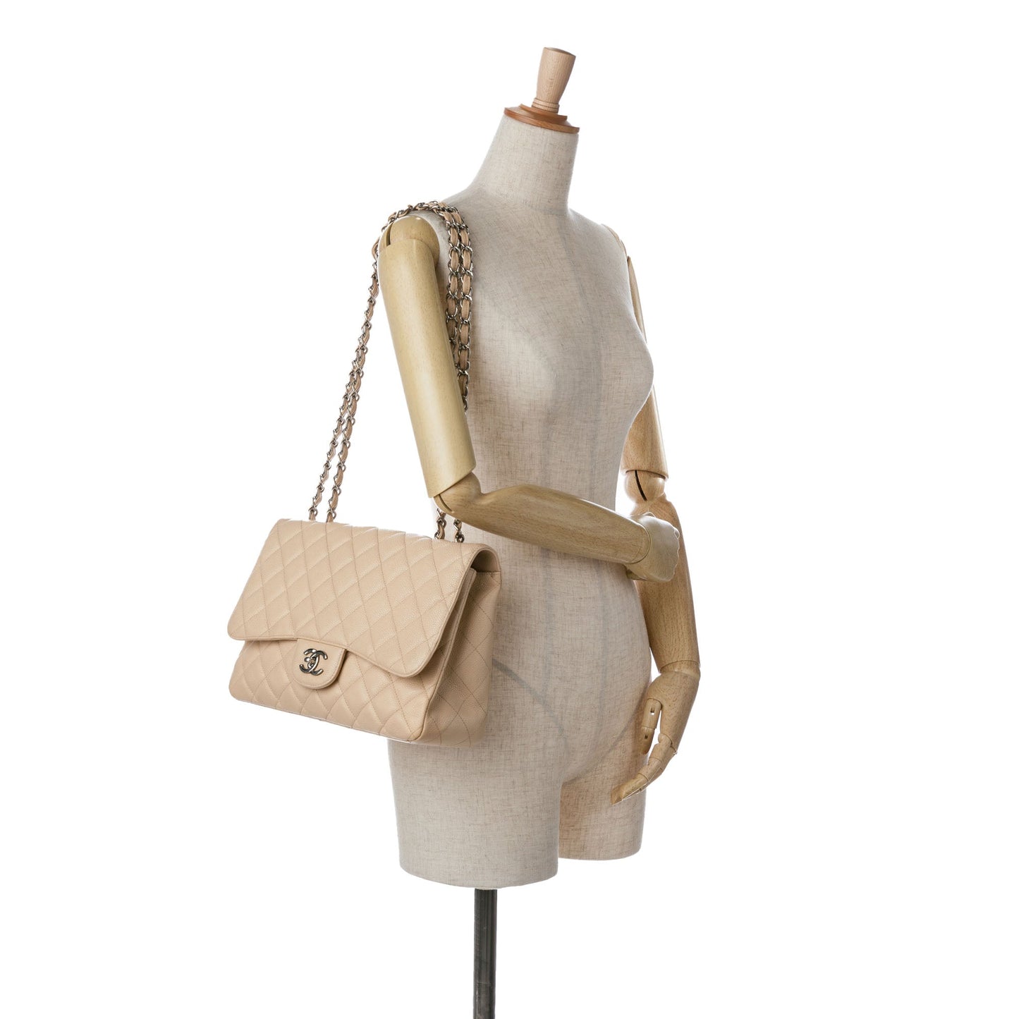 Brown Chanel Jumbo Classic Caviar Single Flap Bag