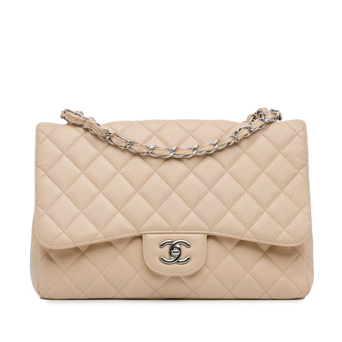 Brown Chanel Jumbo Classic Caviar Single Flap Bag