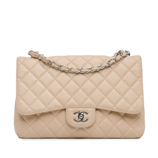 Brown Chanel Jumbo Classic Caviar Single Flap Bag