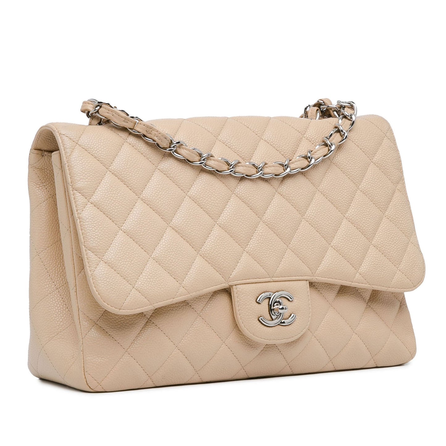 Brown Chanel Jumbo Classic Caviar Single Flap Bag