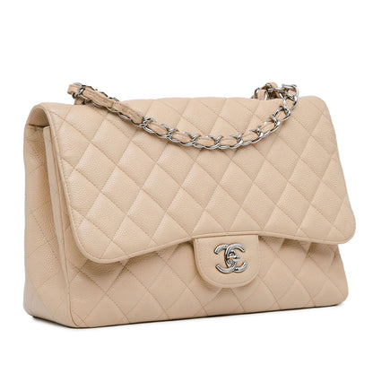 Brown Chanel Jumbo Classic Caviar Single Flap Bag