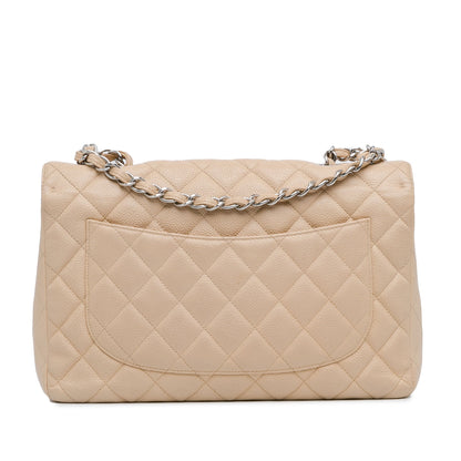 Brown Chanel Jumbo Classic Caviar Single Flap Bag