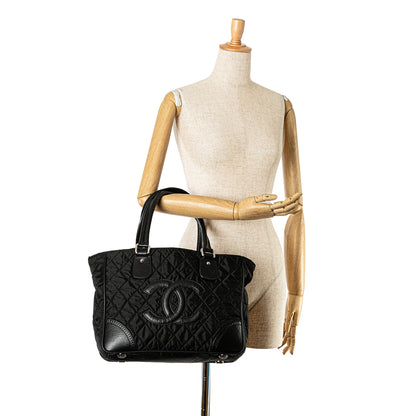 Black Chanel Quilted Nylon Paris-New York Line Tote