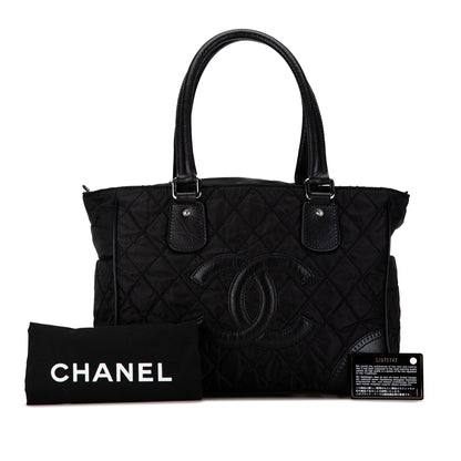 Black Chanel Quilted Nylon Paris-New York Line Tote