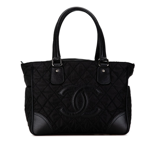 Black Chanel Quilted Nylon Paris-New York Line Tote