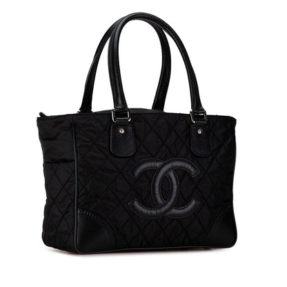 Black Chanel Quilted Nylon Paris-New York Line Tote