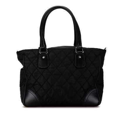 Black Chanel Quilted Nylon Paris-New York Line Tote