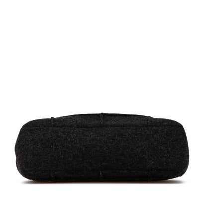 Black Chanel Jumbo Chocolate Bar Wool Identification Mademoiselle Flap Shoulder Bag