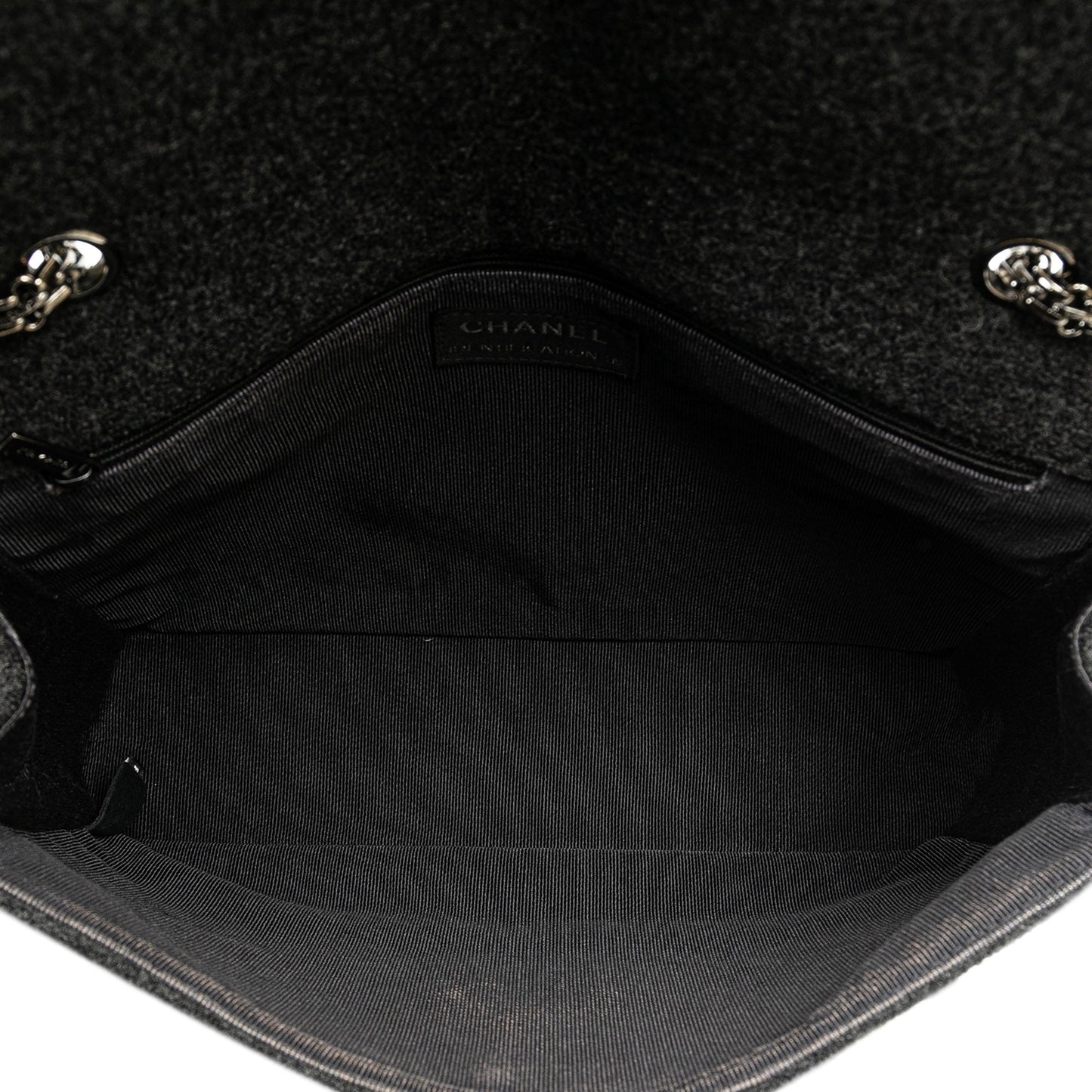 Black Chanel Jumbo Chocolate Bar Wool Identification Mademoiselle Flap Shoulder Bag