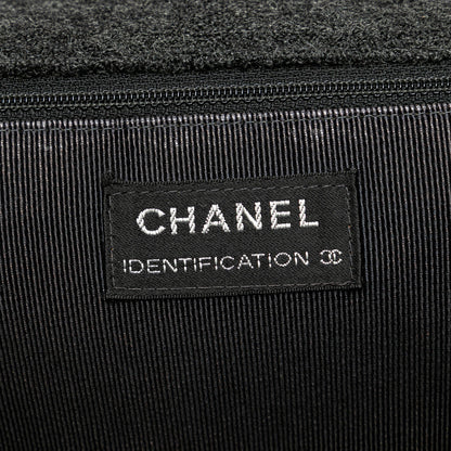 Black Chanel Jumbo Chocolate Bar Wool Identification Mademoiselle Flap Shoulder Bag