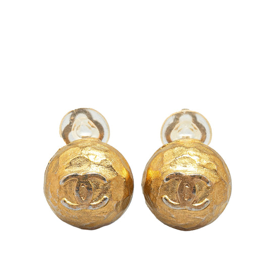 Gold Chanel Gold Plated CC Clip On Earrings