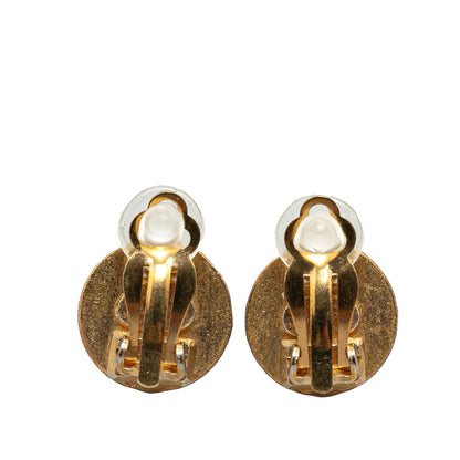 Gold Chanel Gold Plated CC Clip On Earrings
