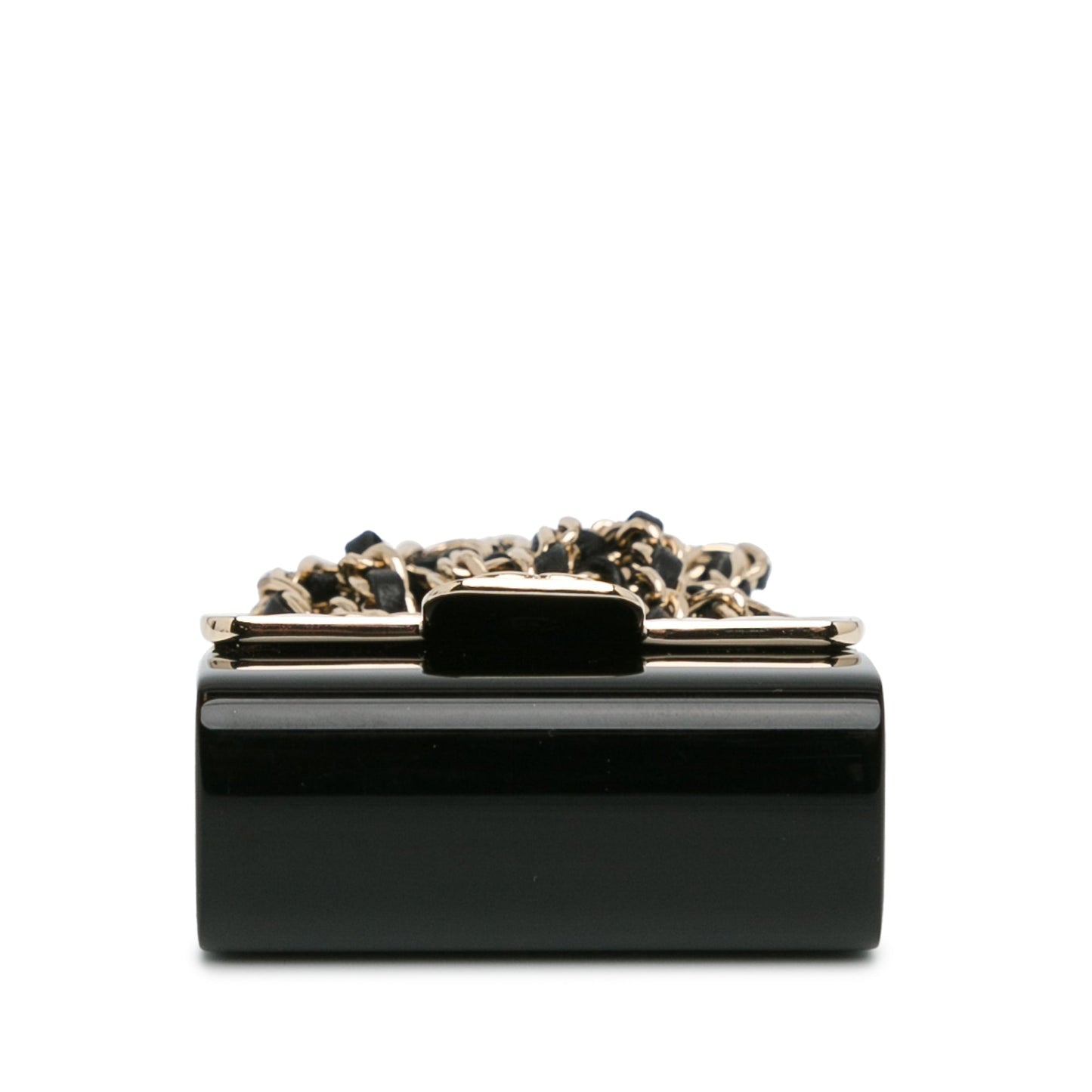 Black Chanel Metal And Resin Chain Flap Pendant Necklace