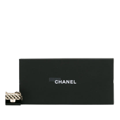 Black Chanel Metal And Resin Chain Flap Pendant Necklace
