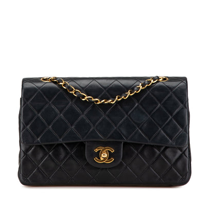 Black Chanel Medium Classic Lambskin Double Flap Shoulder Bag