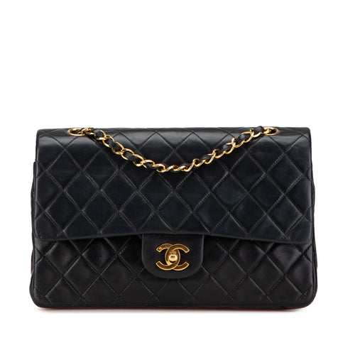 Black Chanel Medium Classic Lambskin Double Flap Shoulder Bag