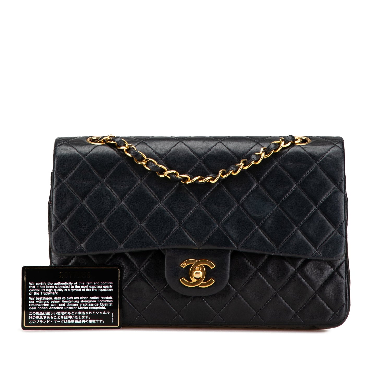 Black Chanel Medium Classic Lambskin Double Flap Shoulder Bag