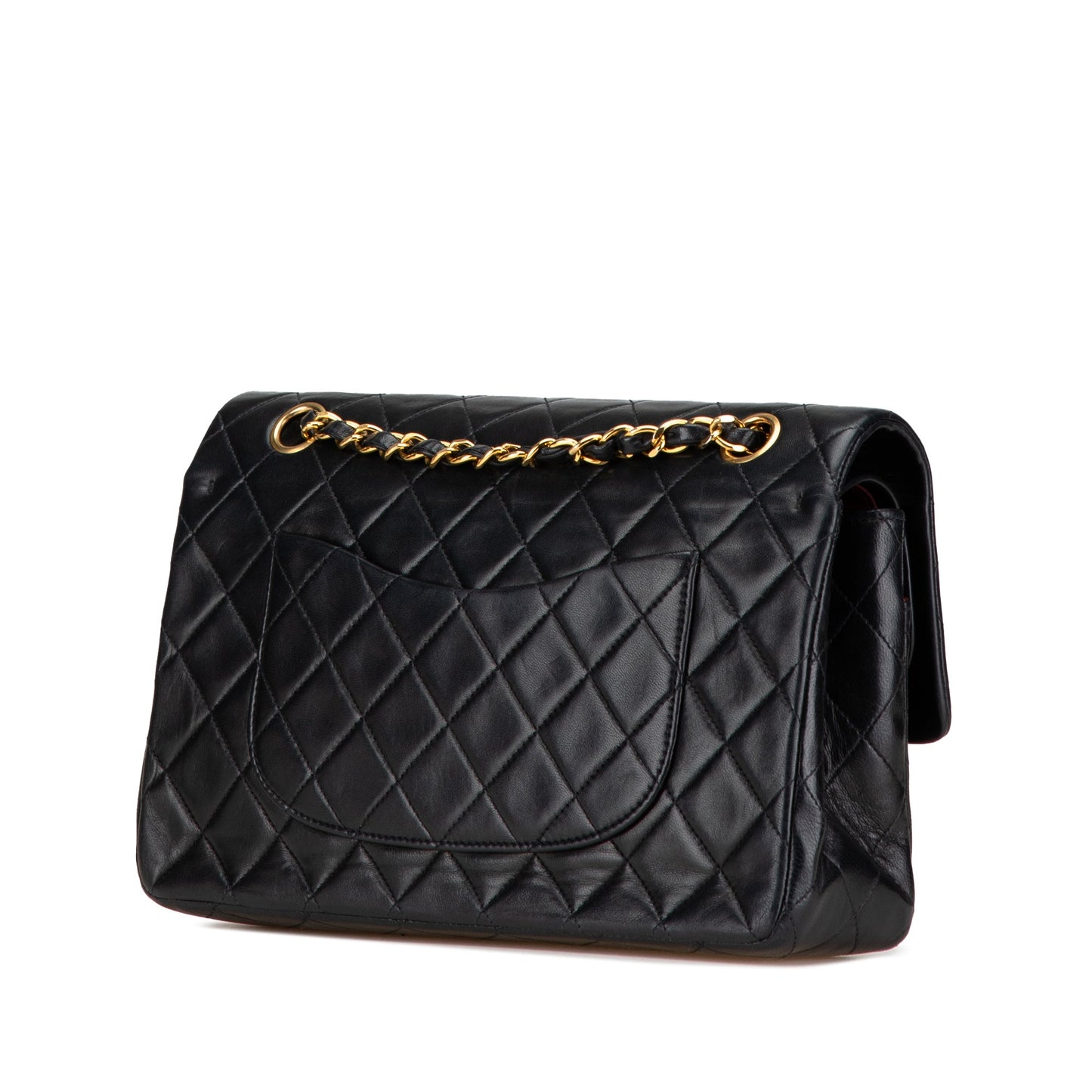 Black Chanel Medium Classic Lambskin Double Flap Shoulder Bag