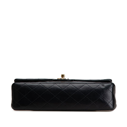 Black Chanel Medium Classic Lambskin Double Flap Shoulder Bag