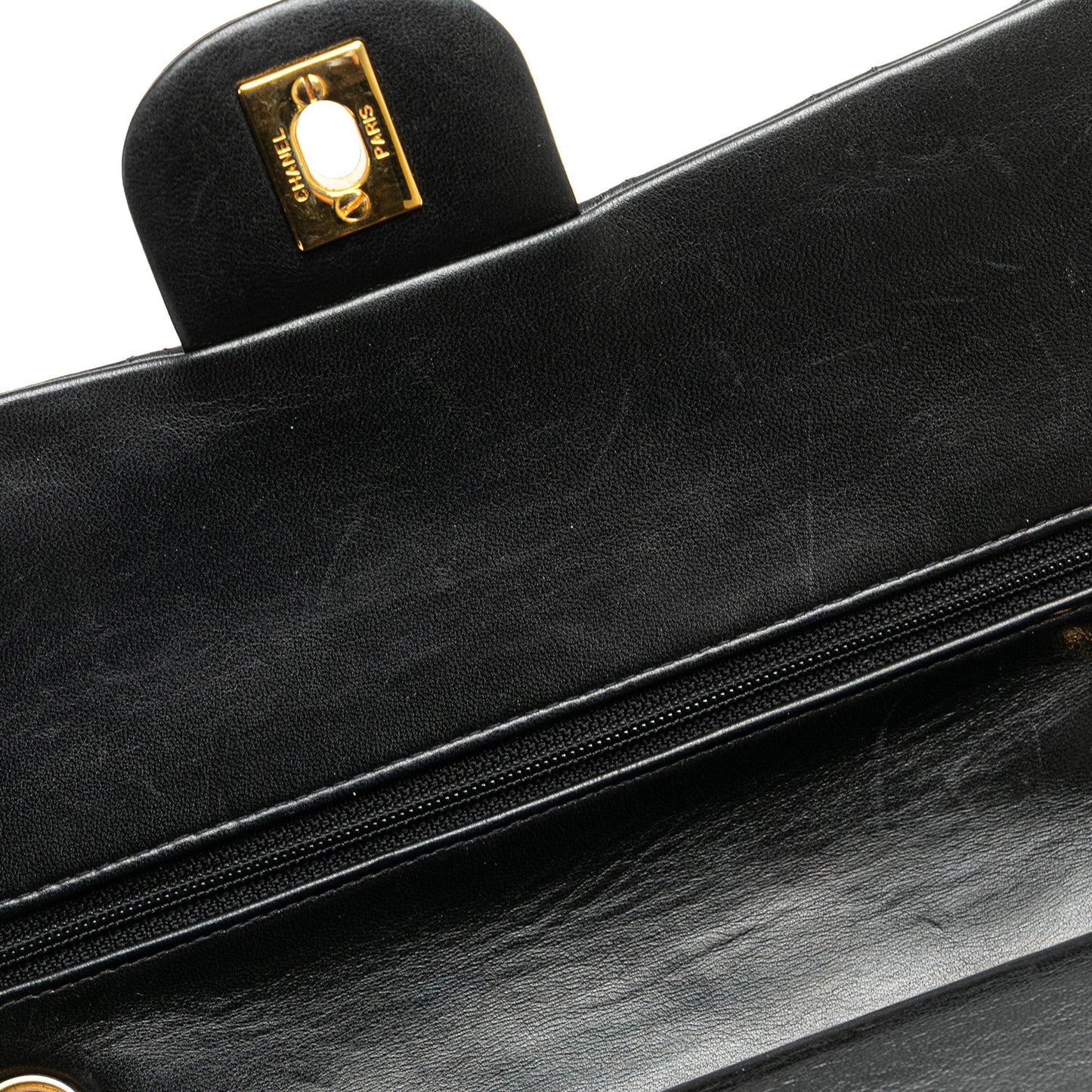 Black Chanel Medium Classic Lambskin Double Flap Shoulder Bag