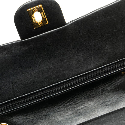 Black Chanel Medium Classic Lambskin Double Flap Shoulder Bag