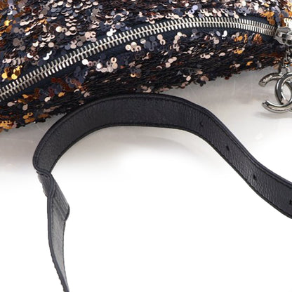 Blue Chanel Sequin Embellished Glazed Calfskin Belt Bag
