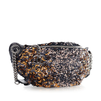 Blue Chanel Sequin Embellished Glazed Calfskin Belt Bag