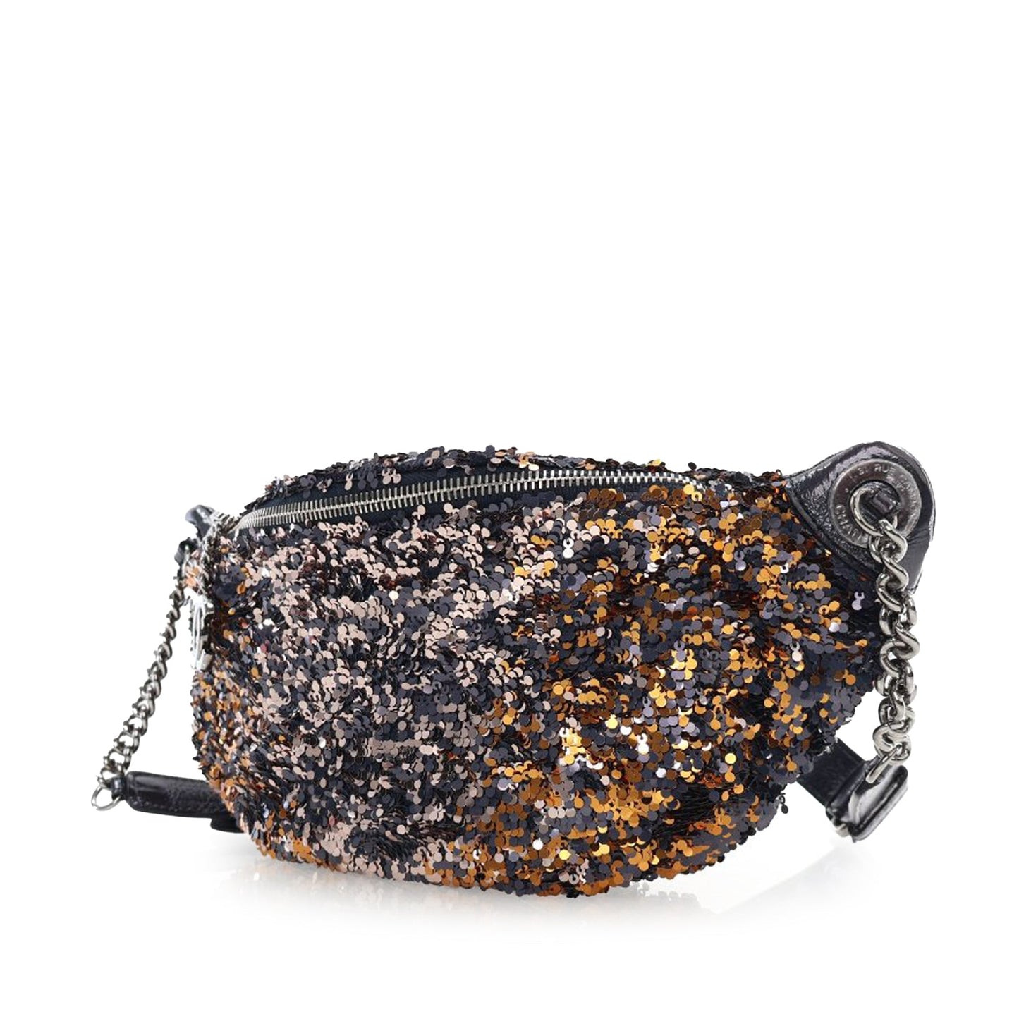 Blue Chanel Sequin Embellished Glazed Calfskin Belt Bag
