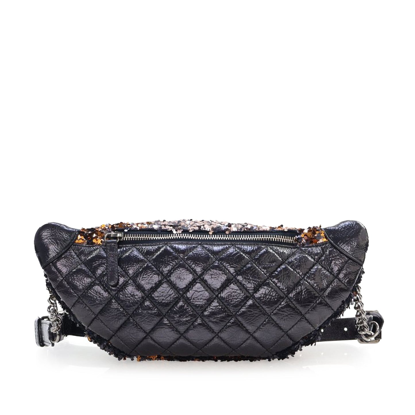 Blue Chanel Sequin Embellished Glazed Calfskin Belt Bag