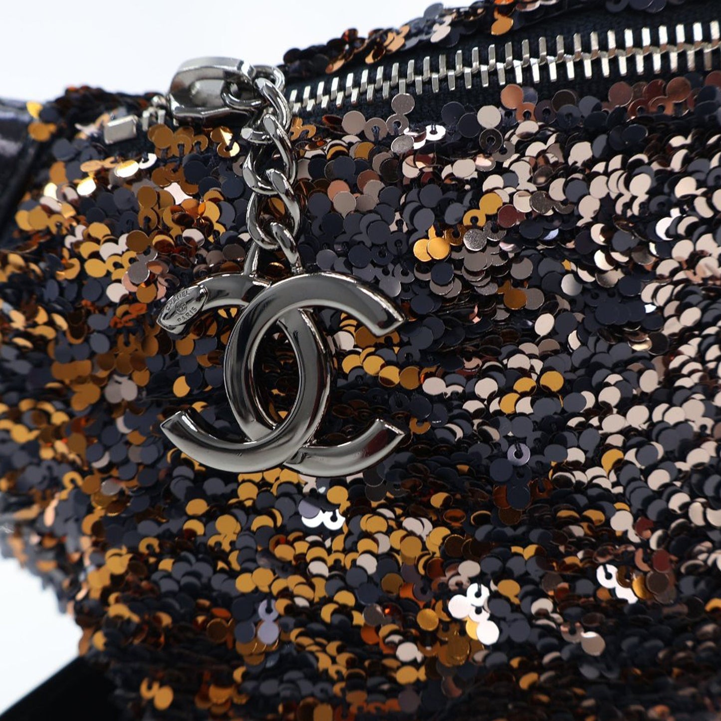 Blue Chanel Sequin Embellished Glazed Calfskin Belt Bag