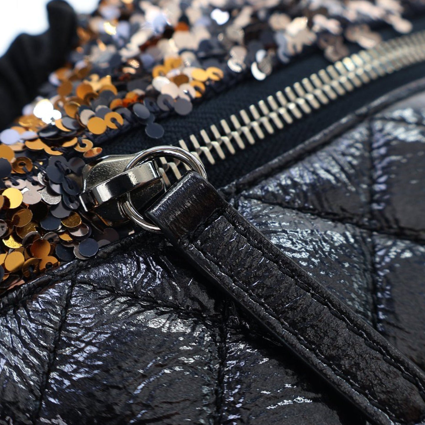 Blue Chanel Sequin Embellished Glazed Calfskin Belt Bag
