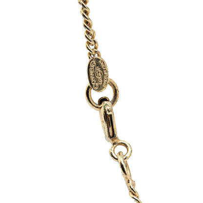 Gold Chanel Gold Plated Rhinestone CC Square Pendant Necklace