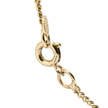 Gold Chanel Gold Plated Rhinestone CC Square Pendant Necklace
