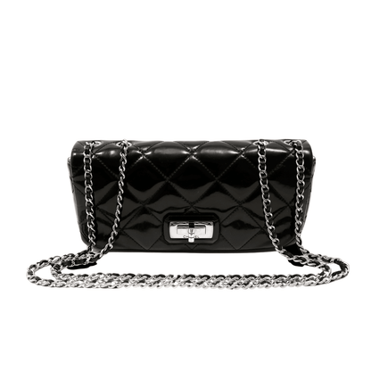 Chanel Black Patent Leather East West Reissue Flap Bag