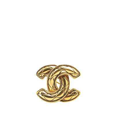 Gold Chanel CC Gold Plated Brooch