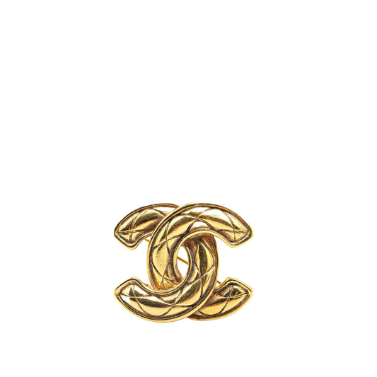 Gold Chanel CC Gold Plated Brooch