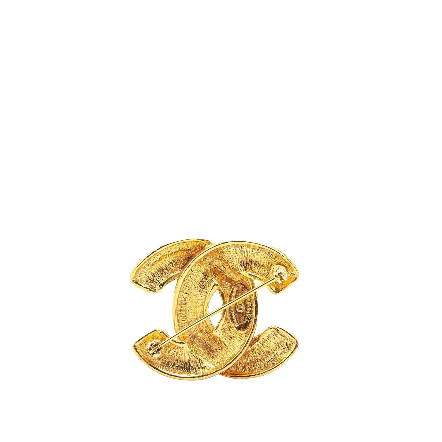 Gold Chanel CC Gold Plated Brooch