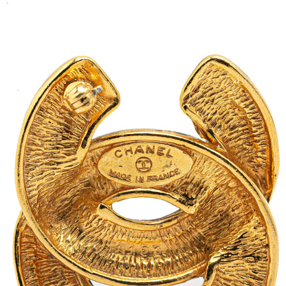Gold Chanel CC Gold Plated Brooch