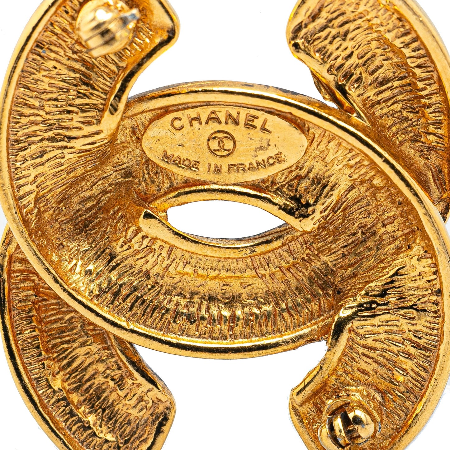 Gold Chanel CC Gold Plated Brooch