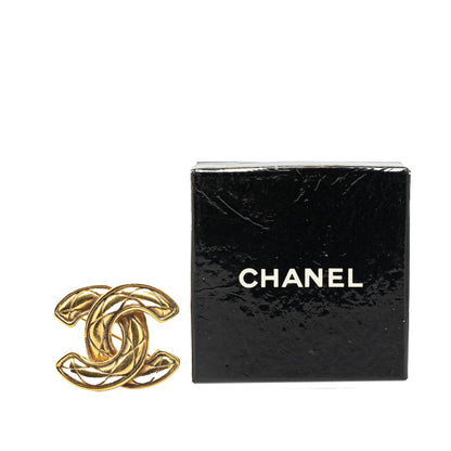 Gold Chanel CC Gold Plated Brooch