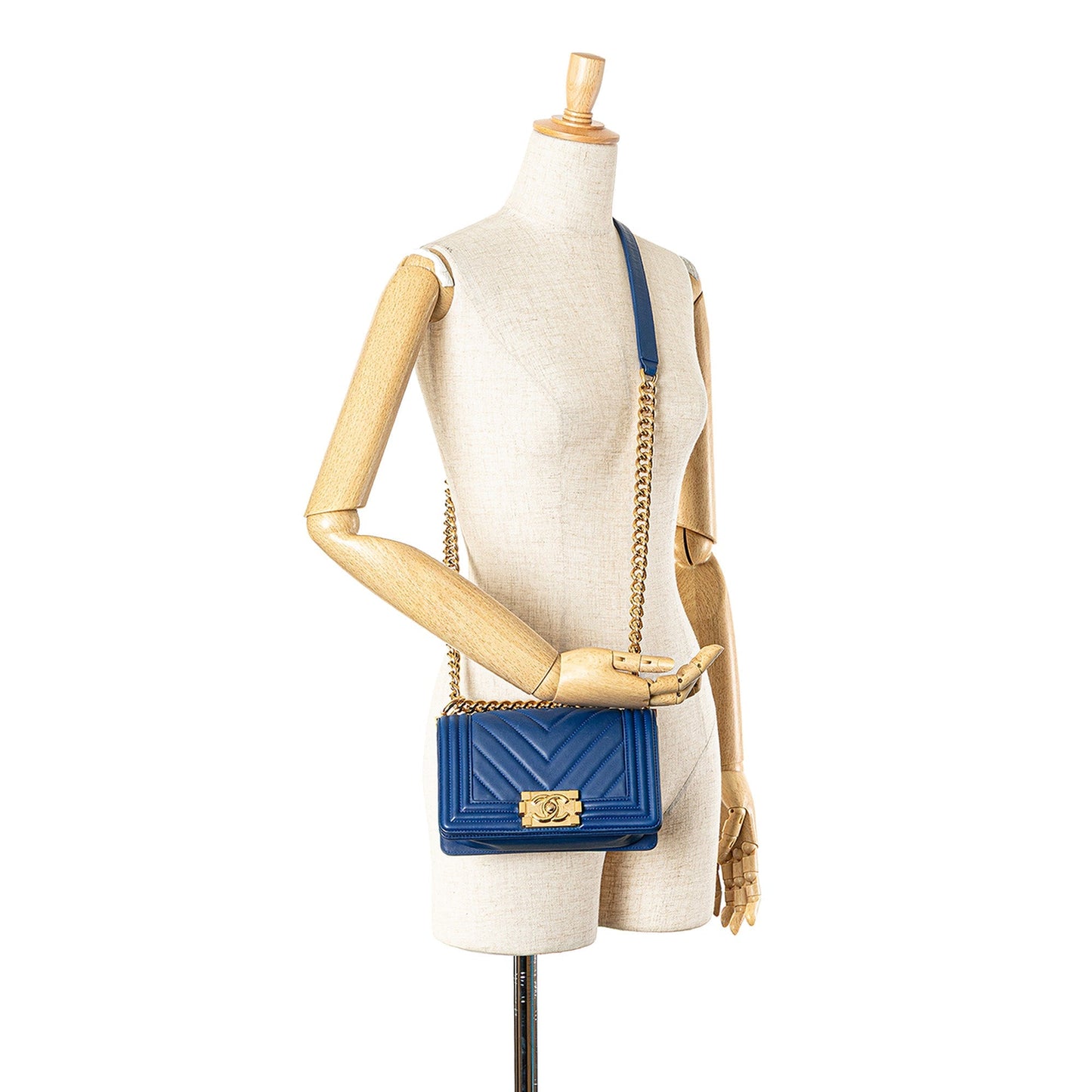 Blue Chanel Small Chevron Lambskin Boy Flap Shoulder Bag