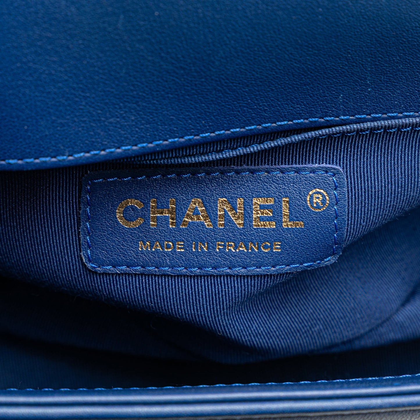 Blue Chanel Small Chevron Lambskin Boy Flap Shoulder Bag