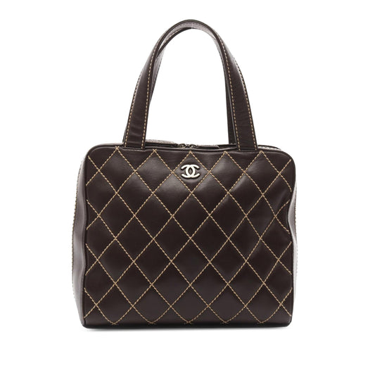 Brown Chanel CC Wild Stitch Calfskin Handbag