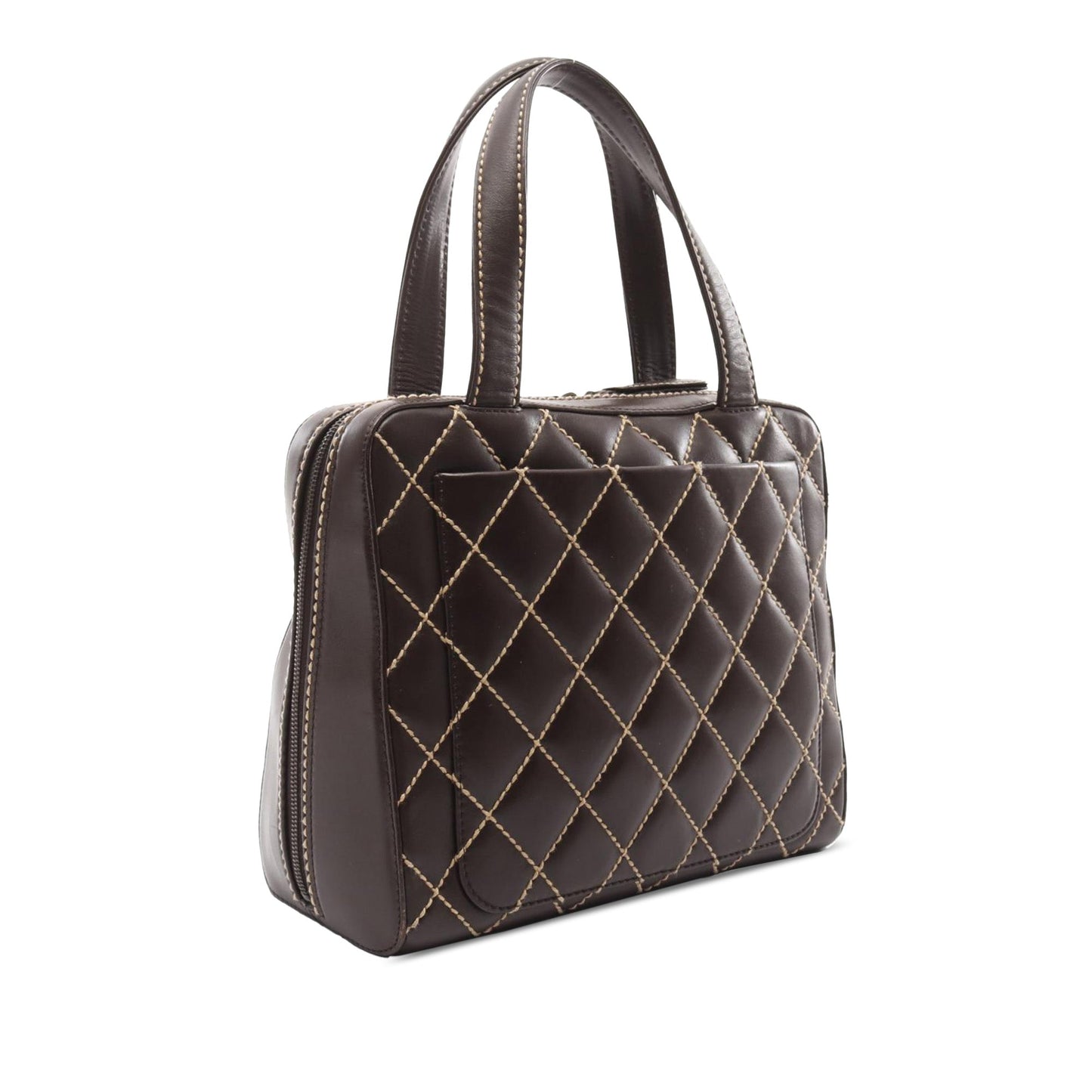 Brown Chanel CC Wild Stitch Calfskin Handbag