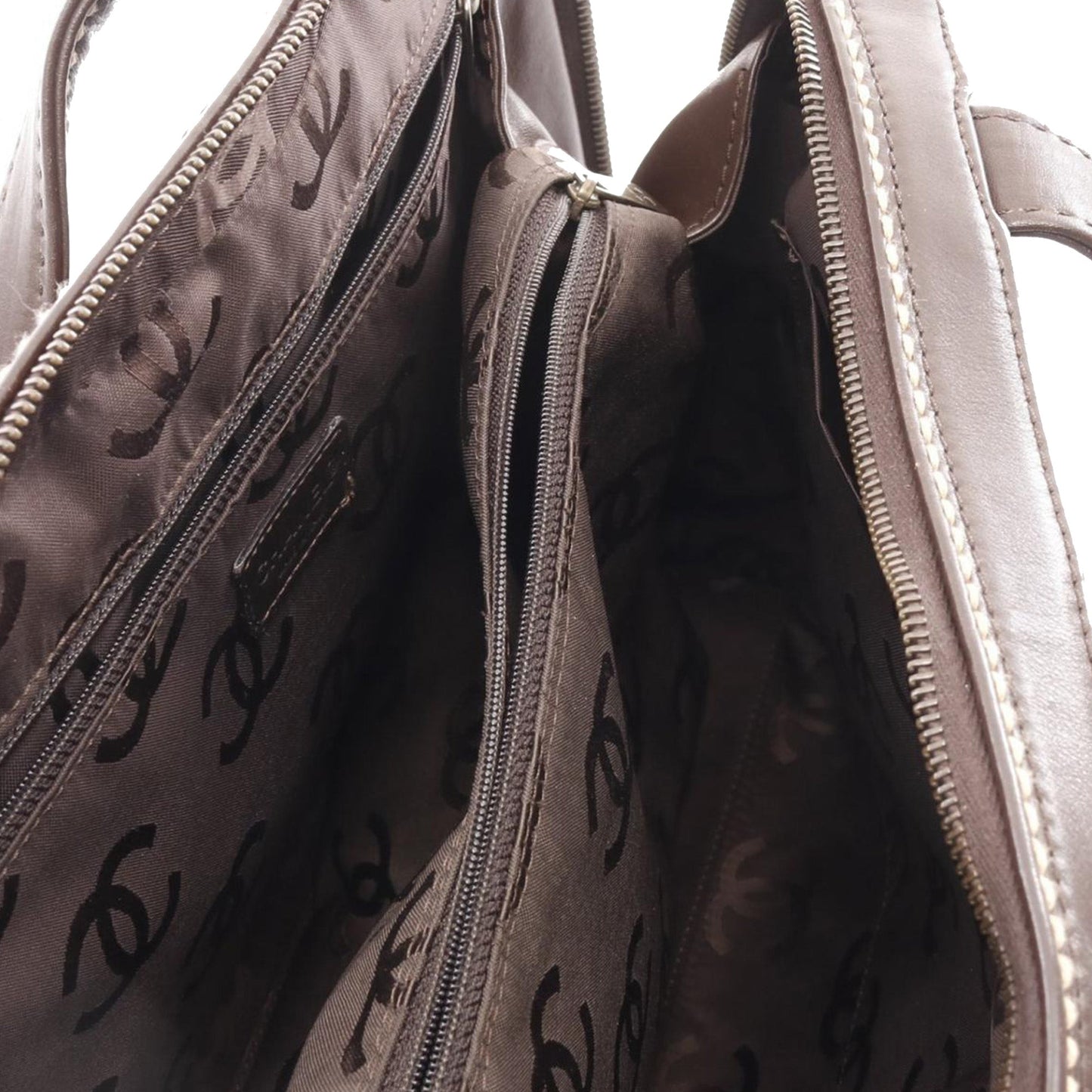 Brown Chanel CC Wild Stitch Calfskin Handbag