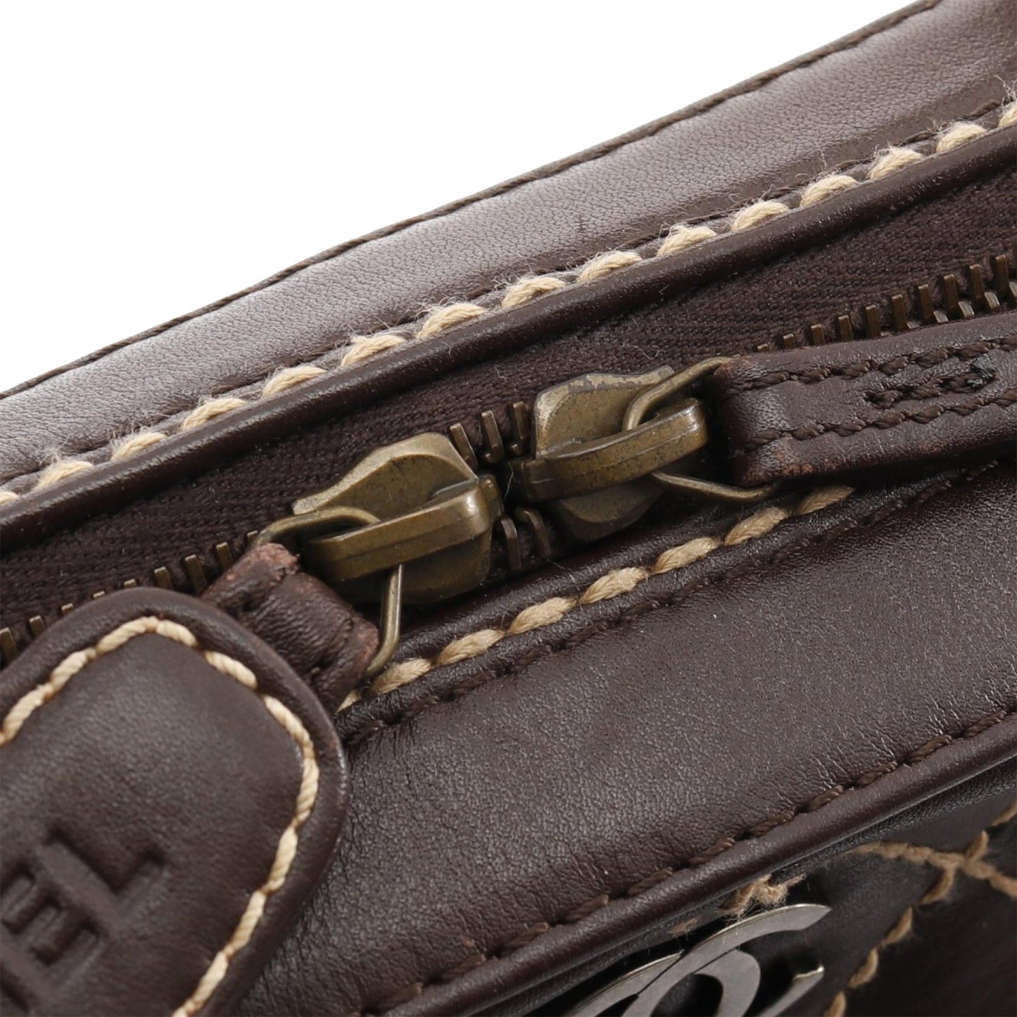 Brown Chanel CC Wild Stitch Calfskin Handbag
