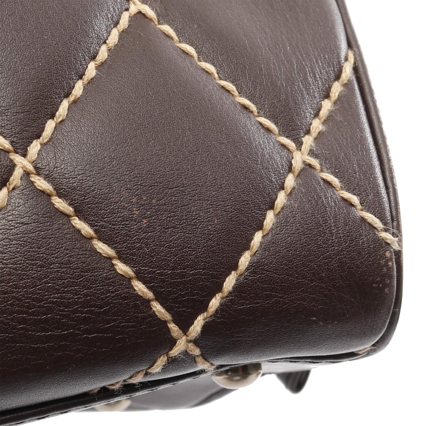 Brown Chanel CC Wild Stitch Calfskin Handbag