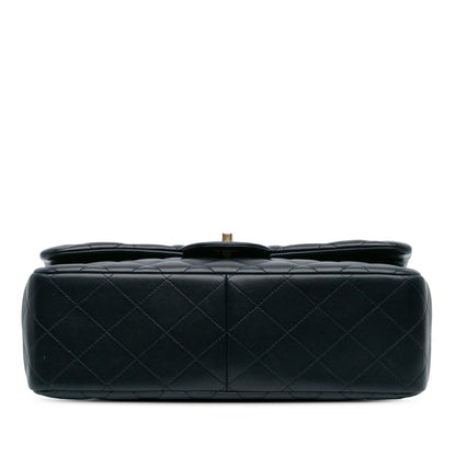 Blue Chanel Jumbo Classic Lambskin Double Flap Shoulder Bag
