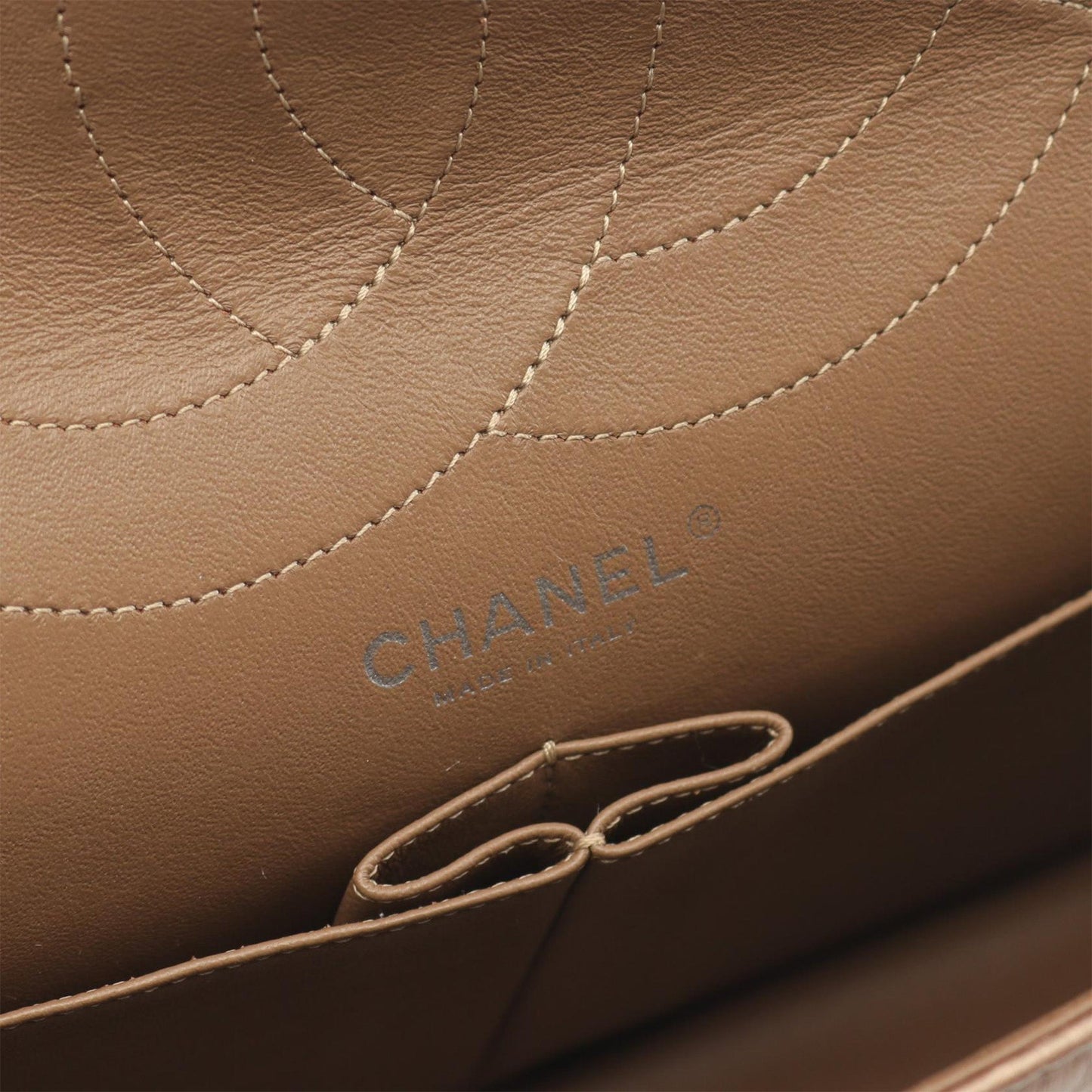 Brown Chanel Reissue 2.55 Aged Metallic Calfskin Double Flap 227 Shoulder Bag